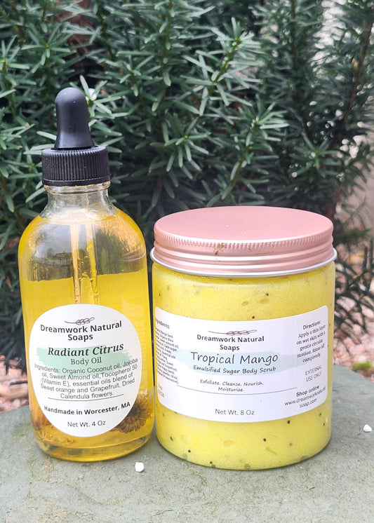 Body Exfoliant and Nourishing Body oil Set of 2